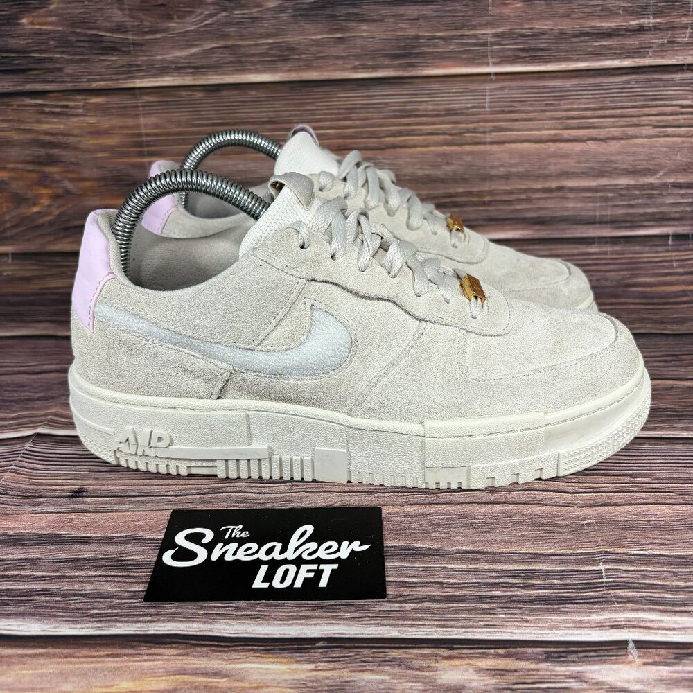 Nike Air Force 1 Pixel Light Bone Regal‎ Pink Suede Women's Shoes Size 9